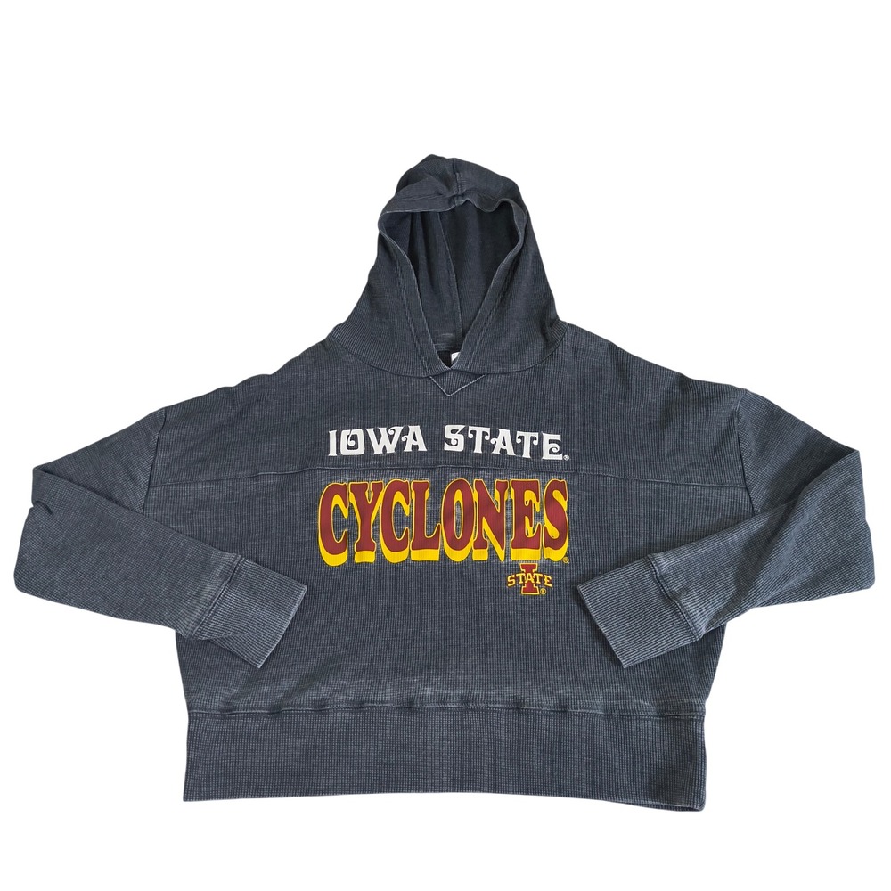 Concepts Sport Iowa State Cyclones Women Medium Gray Waffle Knit Cropped Hoodie